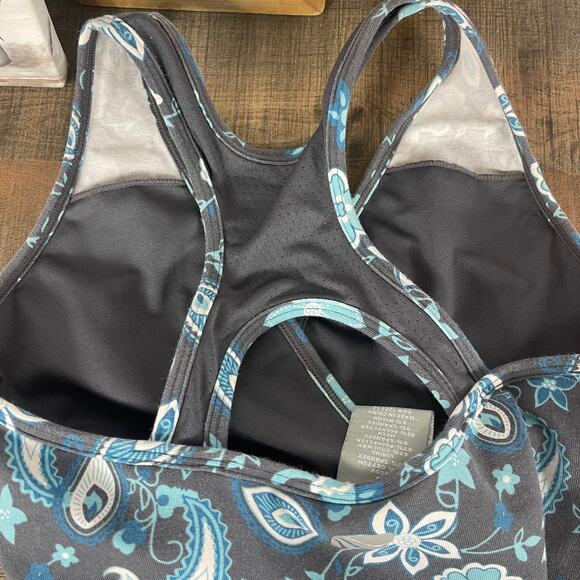 Marika Floral Print Tank Top - Gray and Teal - Picture 7 of 7